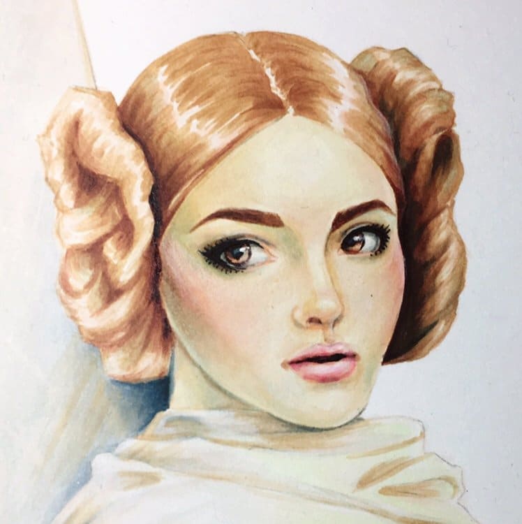 Princess Leia Illustration Progress